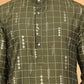 Foil Printed Straight Kurta Pyjama Set For Men ( JOKP P 5170 Olive ) [FF] [I-1-4]