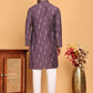 Foil Printed Straight Kurta Pyjama Set For Men ( JOKP P 5170 Purple ) [FF] [I-1-4]