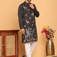 Embroidered Straight Kurta Set For Men ( JOKP P 5171 Black ) [FF] [J-2-4]