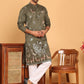 Embroidered Straight Kurta Set For Men ( JOKP P 5171 Olive )