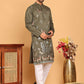 Embroidered Straight Kurta Set For Men ( JOKP P 5171 Olive )