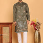 Embroidered Straight Kurta Set For Men ( JOKP P 5171 Olive )