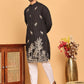 Black Embroidered Straight Kurta Set For Men ( JOKP P 5172 Black )