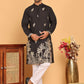 Black Embroidered Straight Kurta Set For Men ( JOKP P 5172 Black )