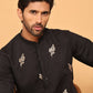 Black Embroidered Straight Kurta Set For Men ( JOKP P 5172 Black )