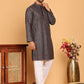 Embroidered and Sequins Viscose Rayon Kurta Set For Men ( JOKP P 5173 Silver )