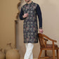 Embroidered Straight Kurta Set For Men ( JOKP P 5174 Navy )