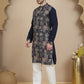 Embroidered Straight Kurta Set For Men ( JOKP P 5174 Navy )