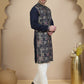 Embroidered Straight Kurta Set For Men ( JOKP P 5174 Navy )