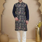 Embroidered Straight Kurta Set For Men ( JOKP P 5174 Navy )