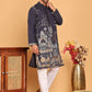 Navy Blue Embroidered Straight Kurta Set For Men ( JOKP P 5176 Navy )