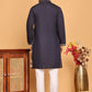 Navy Blue Embroidered Straight Kurta Set For Men ( JOKP P 5176 Navy )