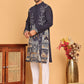 Navy Blue Embroidered Straight Kurta Set For Men ( JOKP P 5176 Navy )