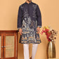 Navy Blue Embroidered Straight Kurta Set For Men ( JOKP P 5176 Navy )