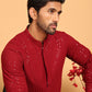 Embroidered & Sequence Kurta Pyjama for Men ( JOKP P 5177 Maroon )