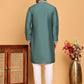 Embroidered Straight Kurta Set For Men ( JOKP P 5178 Green )
