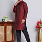 Men's Jacquard Kurta Payjama Sets ( NJOKP B-P 517Maroon )