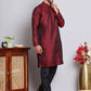 Men's Jacquard Kurta Payjama Sets ( NJOKP B-P 517Maroon )