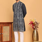 Embroidered Straight Kurta Pyjama Set For Men ( JOKP P 5180 Navy )