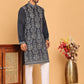 Embroidered Straight Kurta Pyjama Set For Men ( JOKP P 5180 Navy )