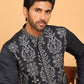Embroidered Straight Kurta Pyjama Set For Men ( JOKP P 5180 Navy )