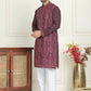 Embroidered Straight Kurta Pyjama Set For Men ( JOKP P 5180 Purple )