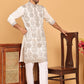 Embroidered Straight Kurta Pyjama Set For Men ( JOKP P 5180 White )