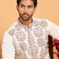 Embroidered Straight Kurta Pyjama Set For Men ( JOKP P 5180 White )