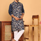 Embroidered Straight Kurta Set For Men ( JOKP P 5181 Navy )
