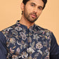 Embroidered Straight Kurta Set For Men ( JOKP P 5181 Navy )