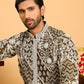 Floral Embroidery Silk Blend Kurta Pyjama for Men ( JOKP P 5182 Mehndi )