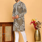 Floral Embroidery Silk Blend Kurta Pyjama for Men ( JOKP P 5182 Mehndi )