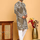 Floral Embroidery Silk Blend Kurta Pyjama for Men ( JOKP P 5182 Mehndi )