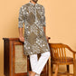 Floral Embroidery Silk Blend Kurta Pyjama for Men ( JOKP P 5182 Mehndi )