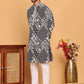 Floral Embroidery Silk Blend Kurta Pyjama for Men ( JOKP P 5182 Navy )