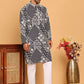 Floral Embroidery Silk Blend Kurta Pyjama for Men ( JOKP P 5182 Navy )