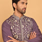 Embroidered Straight Kurta Set For Men ( JOKP P 5184 Purple )