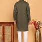 Embroidered Straight Kurta Set For Men ( JOKP P 5185 Olive )
