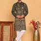 Embroidered Straight Kurta Set For Men ( JOKP P 5185 Olive )