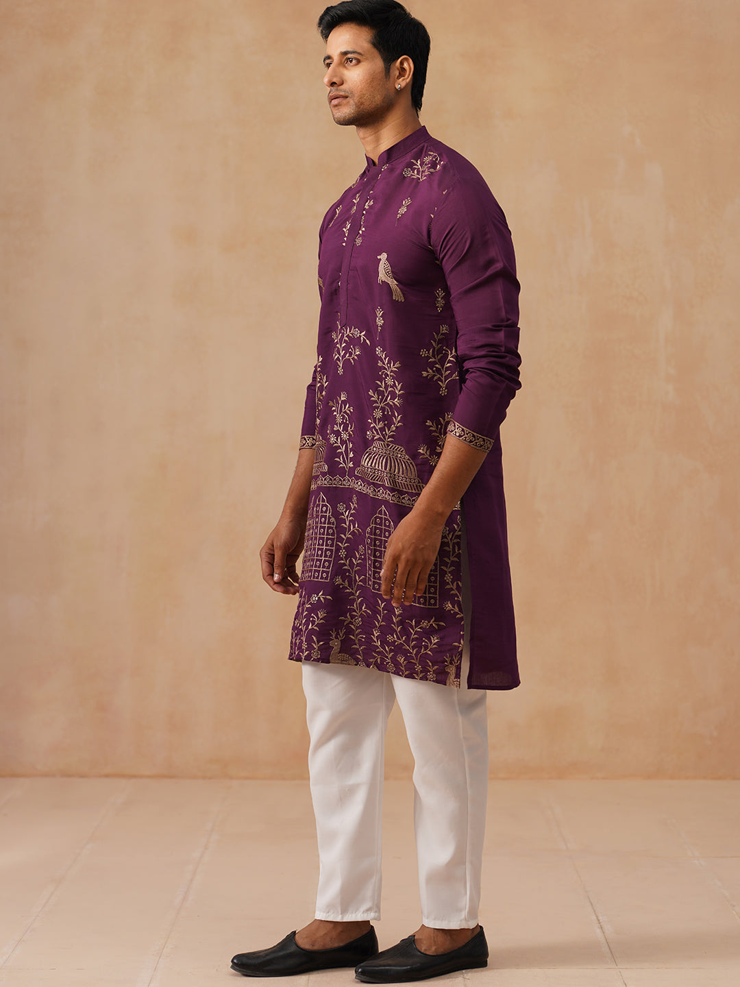 Embroidered Straight Kurta Set For Men (JOKP P 5185 Purple ) [FF] [N-4]