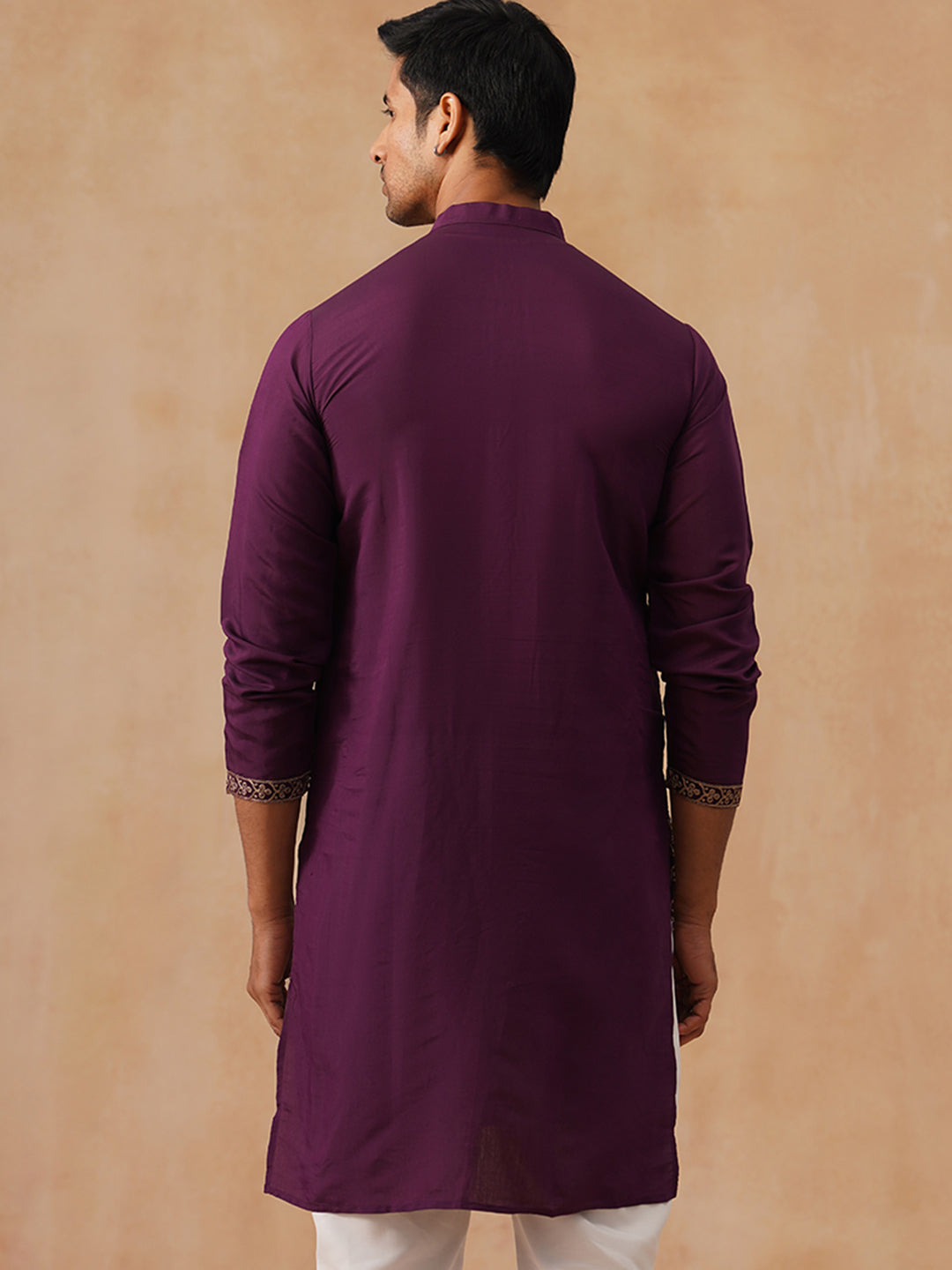 Embroidered Straight Kurta For Men (KO 5185 Purple ) [FF] [N-4]