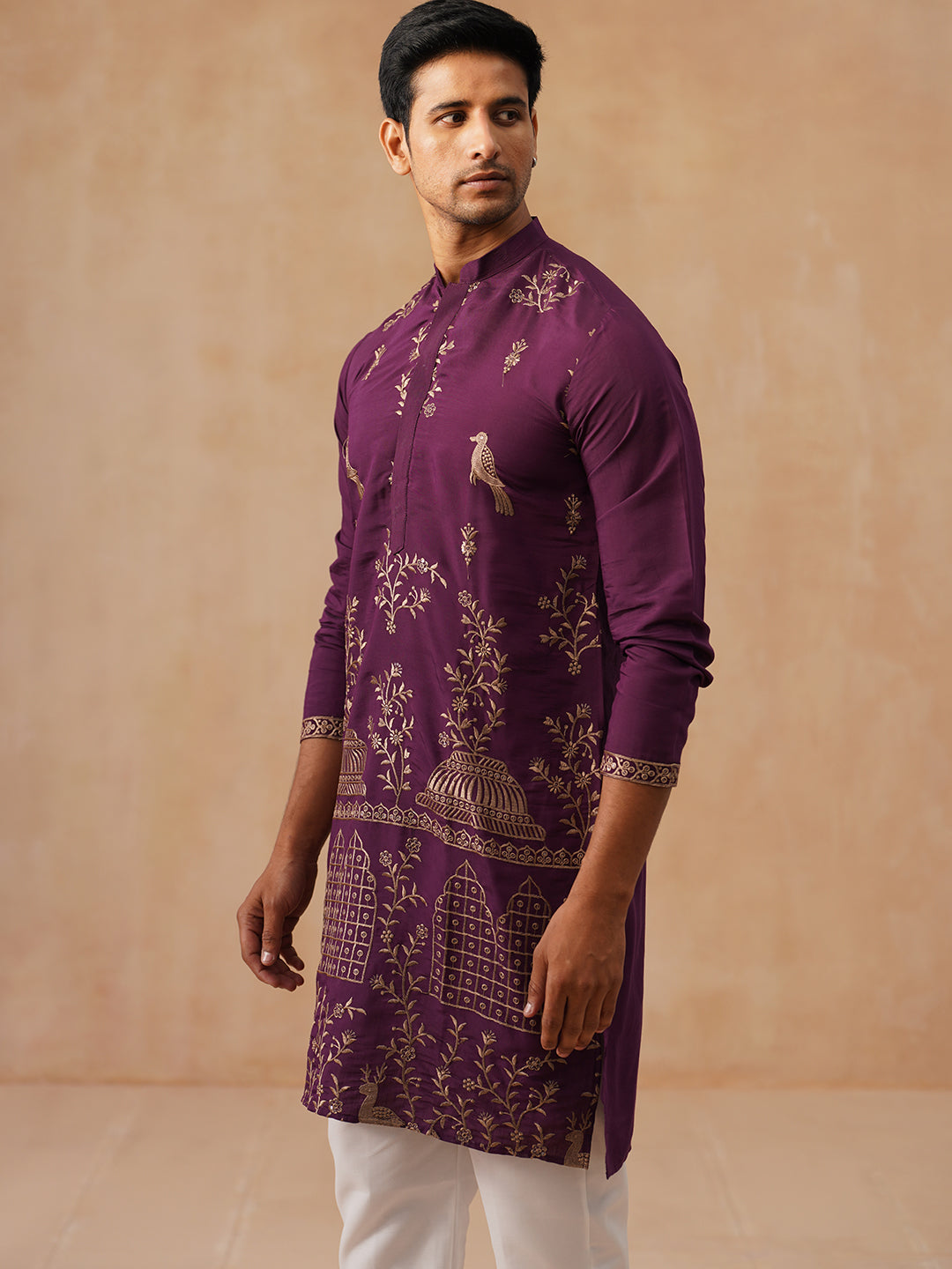 Embroidered Straight Kurta Set For Men (JOKP P 5185 Purple ) [FF] [N-4]