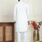 Embroidered Straight Kurta Set For Men ( JOKP P 5185 White )