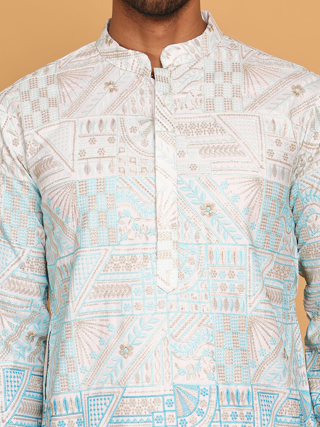 Embroidered, Ombre Design Kurta with Pyjamas ( JOKP P 5186 Sky )