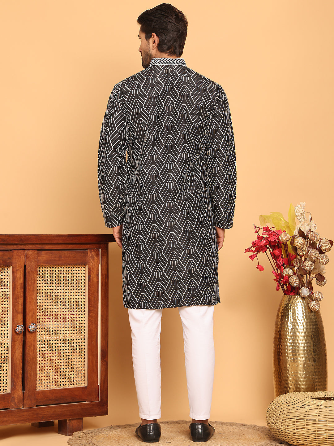 Embroidered straight Kurta with Pyjamas ( JOKP P 5187 Black )