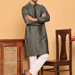 Sequins & Embroidered straight Kurta with Pyjamas ( JOKP P 5189 Grey ) [FF] [I-1-4]