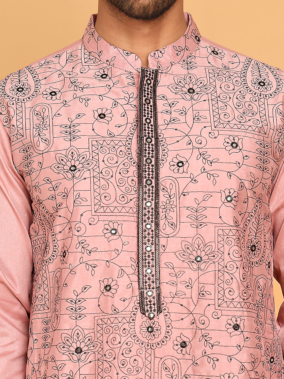Sequins & Embroidered straight Kurta with Pyjamas ( JOKP P 5189 Magenta )