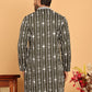 Embroidery and mirror work straight Kurta for Men ( KO 5190 Olive )