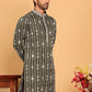 Embroidery and mirror work straight Kurta for Men ( KO 5190 Olive )
