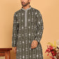 Embroidery and mirror work straight Kurta for Men ( KO 5190 Olive )